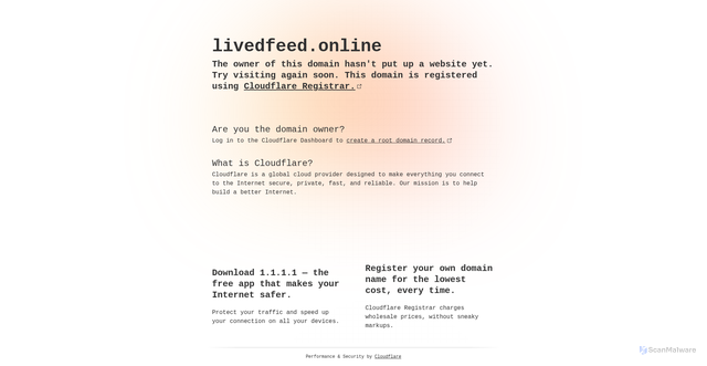 Security scan screenshot of http://livedfeed.online/