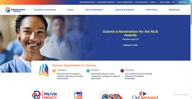 Security scan screenshot of https://www.nln.org