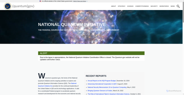 Security scan screenshot of https://www.quantum.gov/