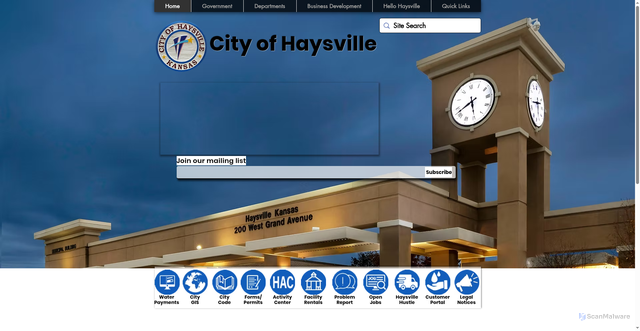 Security scan screenshot of https://www.haysvilleks.gov/
