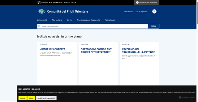 Security scan screenshot of http://friuliorientale.comunitafvg.it