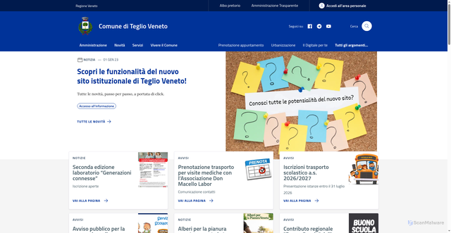 Security scan screenshot of https://www.comune.teglioveneto.ve.it