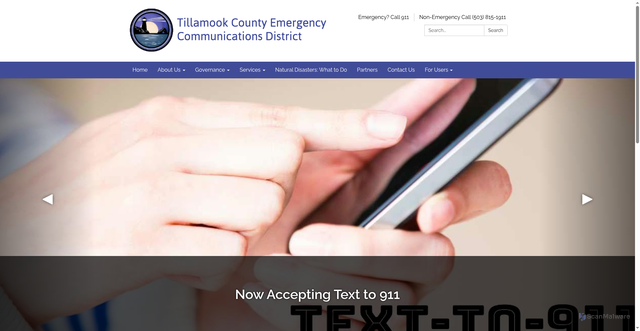 Security scan screenshot of https://www.tillamook911.gov/