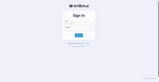 Security scan screenshot of app.artibot.ai