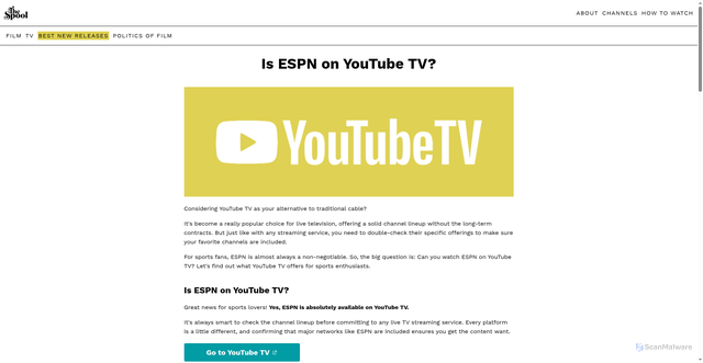Security scan screenshot of https://thespool.net/blog/is-espn-on-youtube-tv/