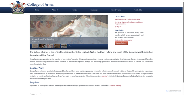 Security scan screenshot of https://www.college-of-arms.gov.uk/