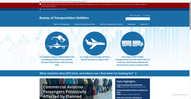 Security scan screenshot of https://www.bts.gov/