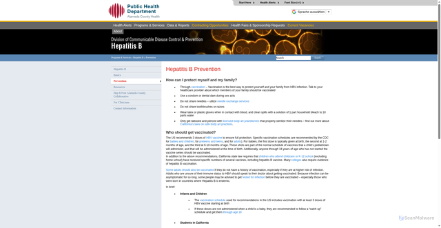 Security scan screenshot of https://acphd.org/hep-b/prevention/