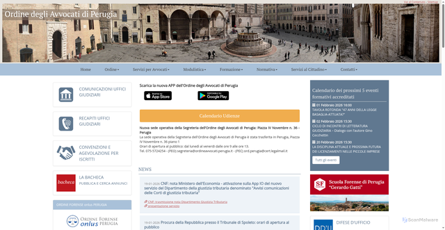 Security scan screenshot of https://www.ordineavvocati.perugia.it/
