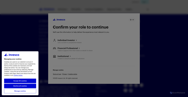 Security scan screenshot of https://www.invesco.com/us/en/financial-products/etfs/invesco-sp-500-quality-etf.html