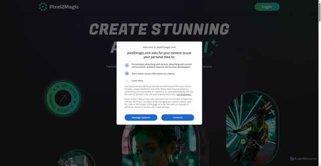 Security scan screenshot of https://pixel2magic.com