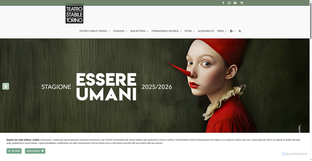 Security scan screenshot of https://www.teatrostabiletorino.it/