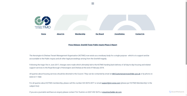 Security scan screenshot of https://www.kctmo.org.uk/
