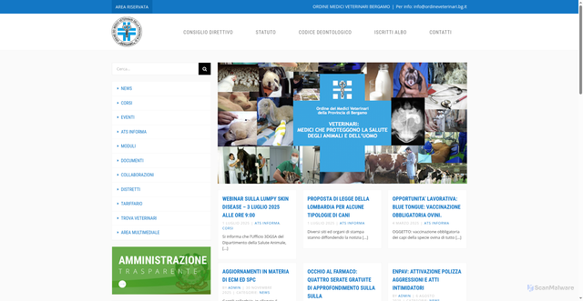 Security scan screenshot of https://www.ordineveterinaribergamo.it/