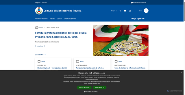 Security scan screenshot of https://www.comune.montecorvinorovella.sa.it/it