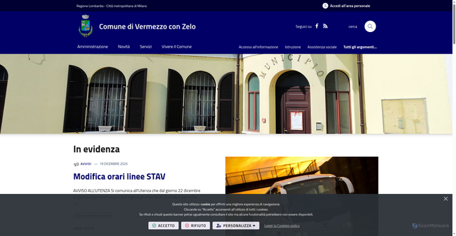Security scan screenshot of https://www.comune.vermezzoconzelo.mi.it/it-it/home