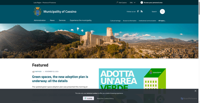 Security scan screenshot of https://www.comune.cassino.fr.it/it-it/home
