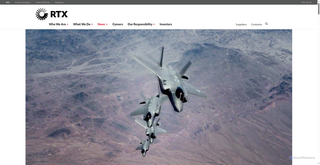 Security scan screenshot of https://www.rtx.com/news/2025/03/03/the-f-35-more-than-a-fighter-jet
