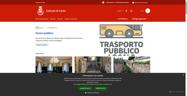 Security scan screenshot of https://www.comune.carini.pa.it/it
