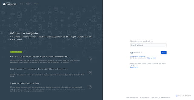 Security scan screenshot of https://app.opsgenie.com