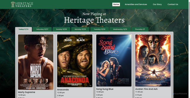 Security scan screenshot of https://heritagetheaters.com/