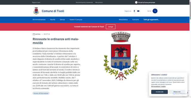 Security scan screenshot of https://www.comune.tivoli.rm.it/