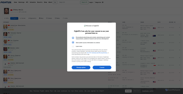 Security scan screenshot of https://fightdx.com/person/zhang-weili