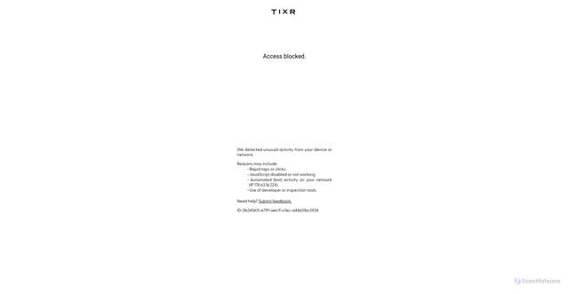 Security scan screenshot of https://www.tixr.com/groups/defywrestling/events