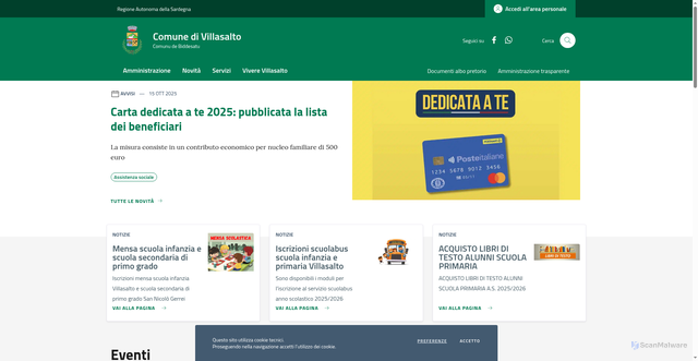 Security scan screenshot of https://www.comune.villasalto.ca.it/
