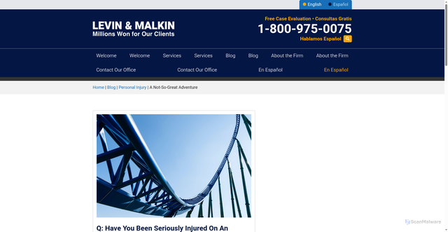 Security scan screenshot of https://www.levinandmalkin.com/a-not-so-great-adventure/