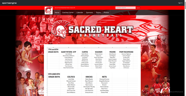 Security scan screenshot of https://www.sacredheartbasketballsi.com/