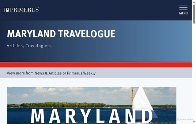 Security scan screenshot of https://www.primerus.com/article/maryland-travelogue