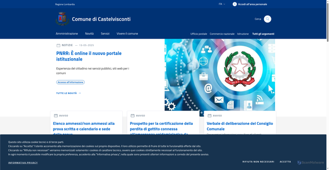 Security scan screenshot of https://www.comune.castelvisconti.cr.it/