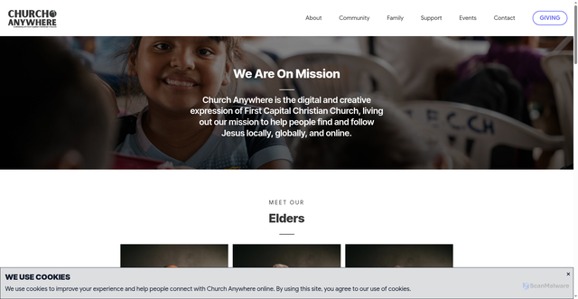 Security scan screenshot of https://www.churchanywhere.us/about