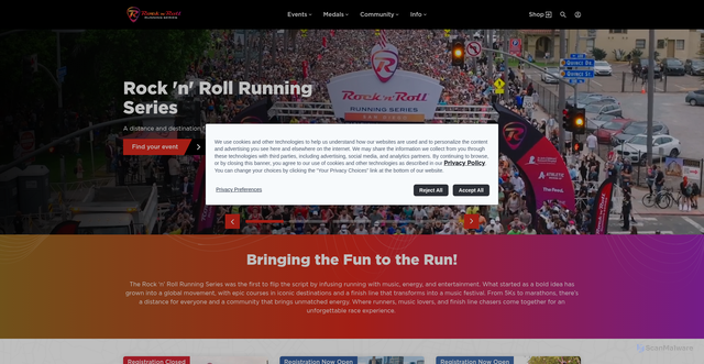 Security scan screenshot of https://runrocknroll.com