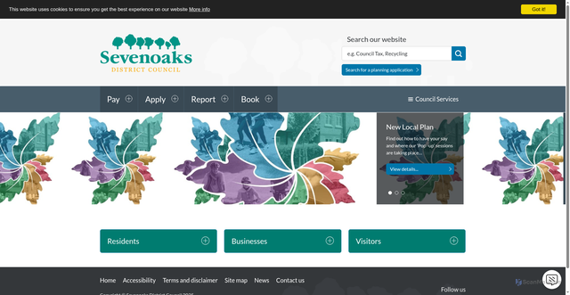Security scan screenshot of https://www.sevenoaks.gov.uk/