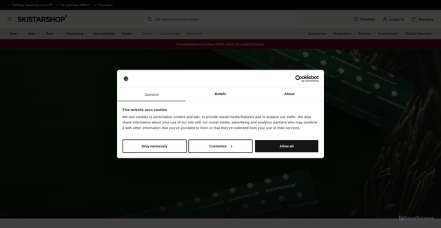 Security scan screenshot of https://www.skistarshop.com/