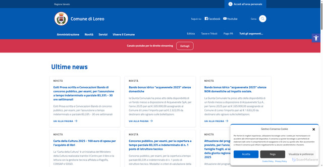 Security scan screenshot of https://comune.loreo.ro.it/