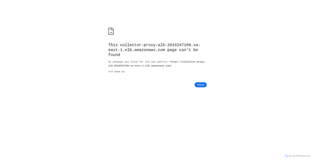 Security scan screenshot of https://collector-proxy-alb-2010247109.sa-east-1.elb.amazonaws.com