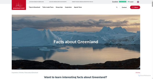 Security scan screenshot of https://www.greenland-travel.com/inspiration/articles/facts-about-greenland/