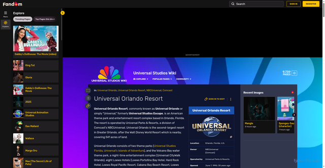 Security scan screenshot of https://universalstudios.fandom.com/wiki/Universal_Orlando_Resort