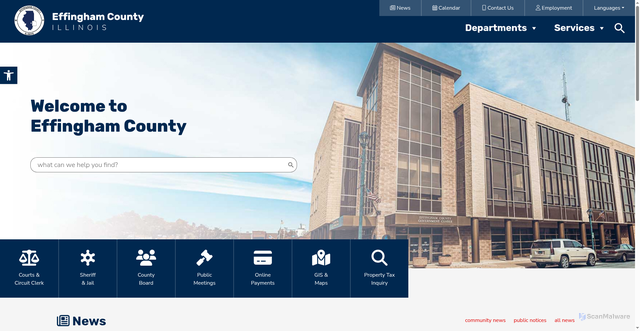 Security scan screenshot of https://effinghamcountyil.gov/
