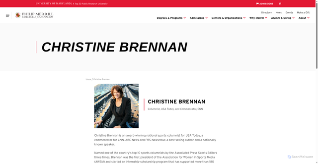 Security scan screenshot of https://merrill.umd.edu/directory/christine-brennan