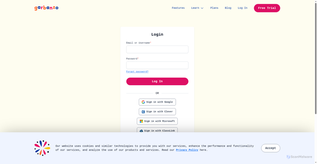 Security scan screenshot of https://app.garbanzo.io