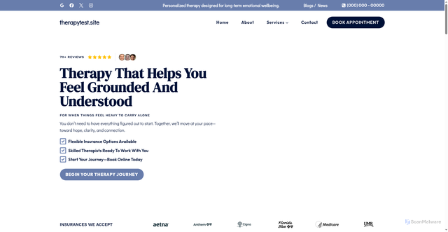 Security scan screenshot of http://therapytest.site/