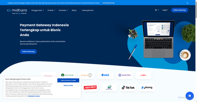 Security scan screenshot of https://midtrans.com