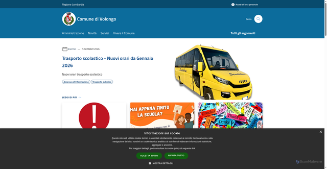 Security scan screenshot of https://www.comune.volongo.cr.it/it