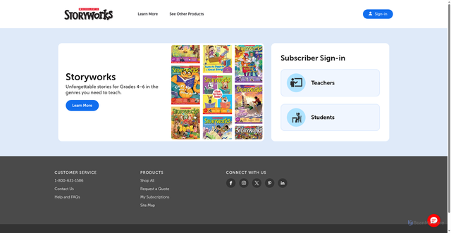 Security scan screenshot of https://storyworks.scholastic.com