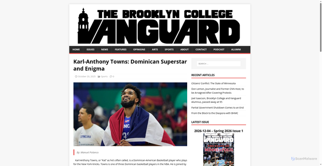 Security scan screenshot of https://vanguard.blog.brooklyn.edu/2025/10/karl-anthony-towns-dominican-superstar-and-enigma/