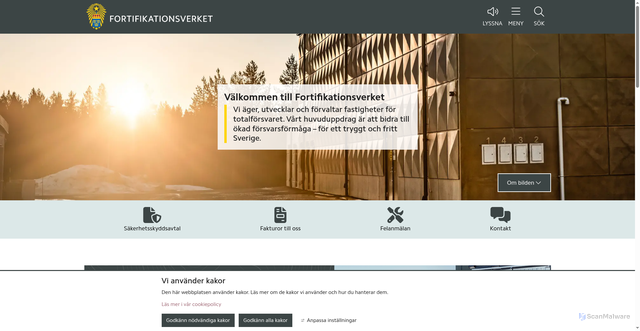 Security scan screenshot of https://www.fortifikationsverket.se/